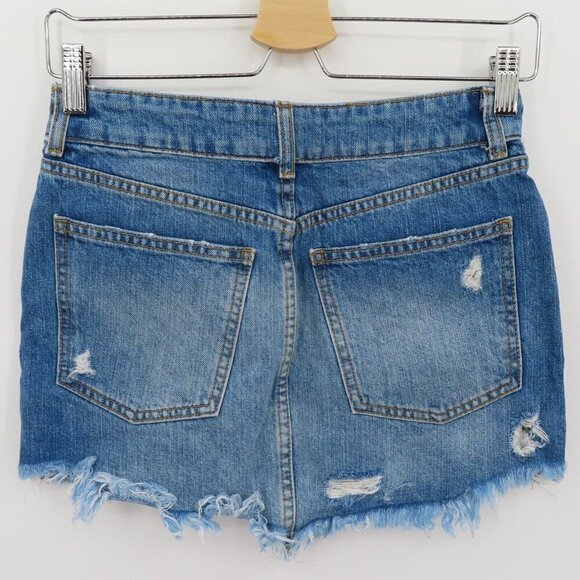 Free People Wild Rose 24 Emrboidered Floral Studded Raw Hem Denim Jean Skirt - Picture 6 of 10